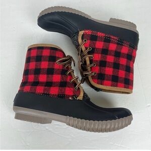 Simply southern red plaid duck boots